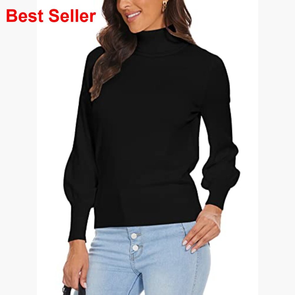 Rayon Polyester Knit Turtleneck Pullover Sweater … - image 4